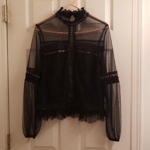 Leather and Lace Topshop sheer blouse